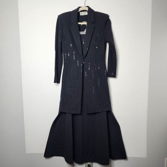 St. John Jackets & Blazers - SPARKLY‎ St. John Evening 2 pc. Santana Knit Long Jacket and Long Skirt Black  4